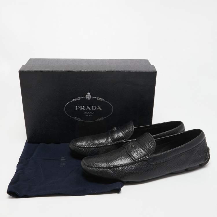 مملوكة مسبقًا Prada Black Leather Slip On Loafers Size 43.5