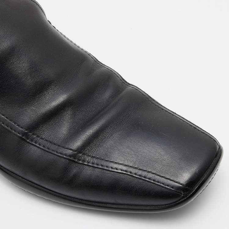Pre Owned Prada Sport Black Leather Slip On Loafers Size 44