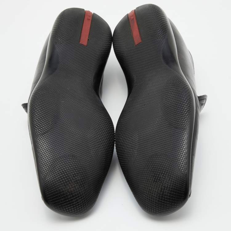 Pre Owned Prada Sport Black Leather Slip On Loafers Size 44