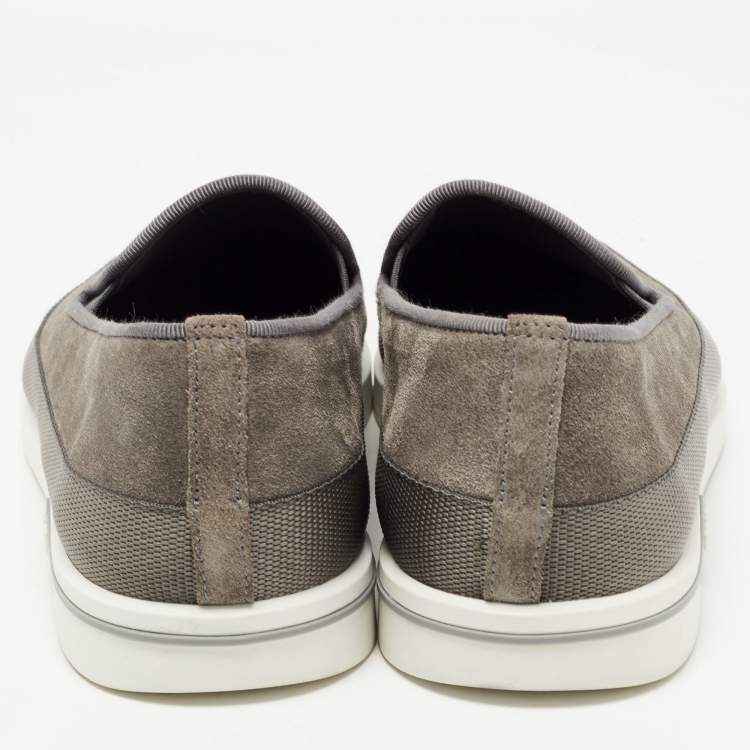 Pre Owned Prada Grey Suede Slip On Loafers Size 41.5