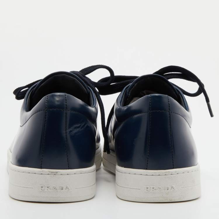 Pre Owned Prada Sport Blue Leather Low Top Sneakers Size 43