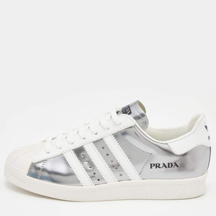 Prada Adidas White/Silver Leather Superstar Top Size 1/3 Prada | TLC