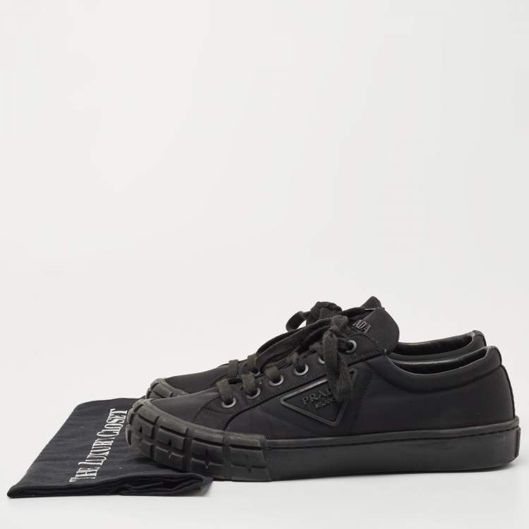 Pre Owned Prada Black Nylon Wheel Cassetta Low Top Sneakers Size 42.5
