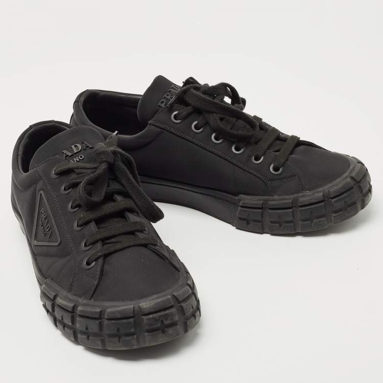 Pre Owned Prada Black Nylon Wheel Cassetta Low Top Sneakers Size 42.5
