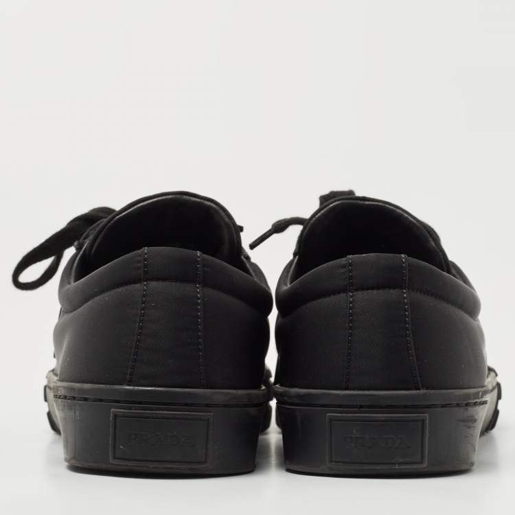 Pre Owned Prada Black Nylon Wheel Cassetta Low Top Sneakers Size 42.5