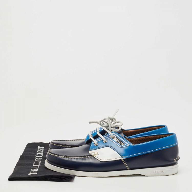 مملوكة مسبقًا Prada Multicolor Leather Boat Loafers Size 44