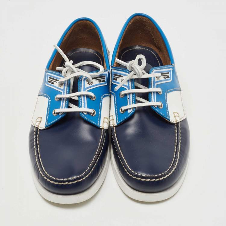 مملوكة مسبقًا Prada Multicolor Leather Boat Loafers Size 44