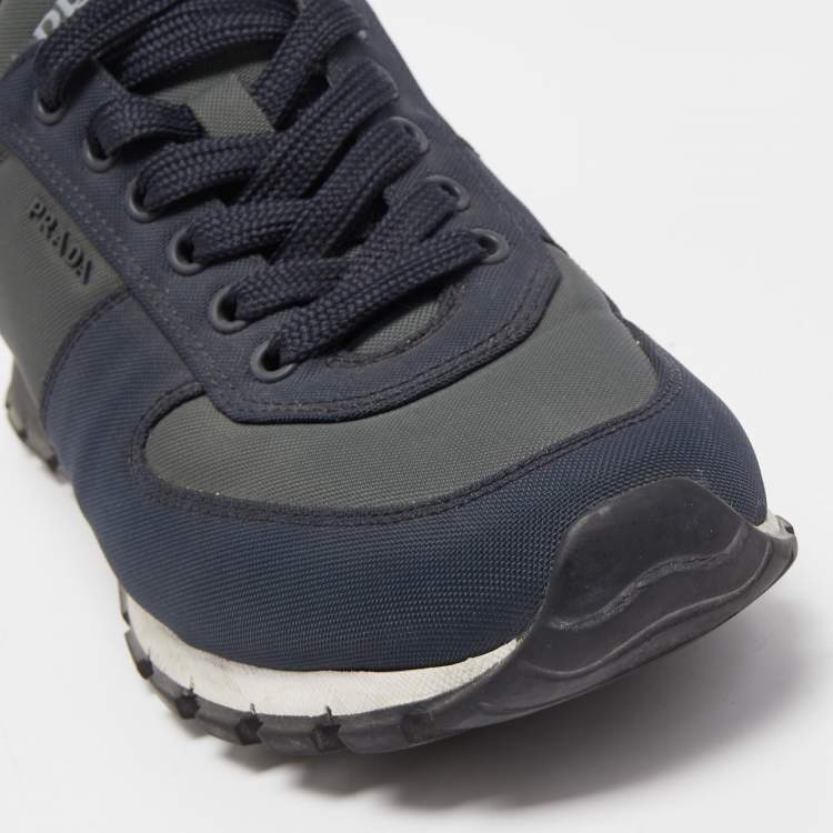 Pre Owned Prada Blue/Grey Canvas  Low Top Sneakers Size 41