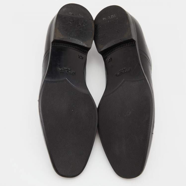 Pre Owned Prada Black Saffiano Leather Lace Up Oxfords Size 40.5