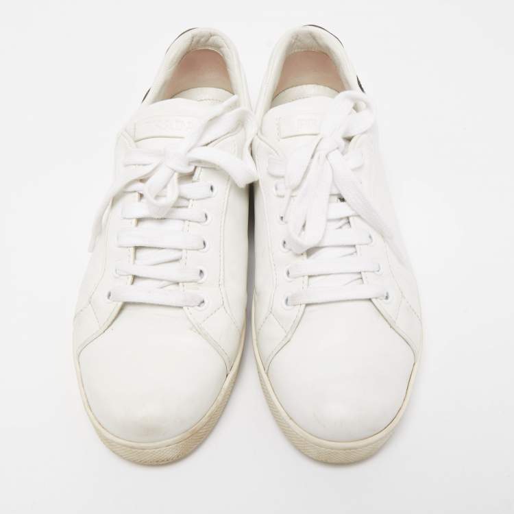 Pre Owned Prada White Leather Low Top Sneakers Size 41
