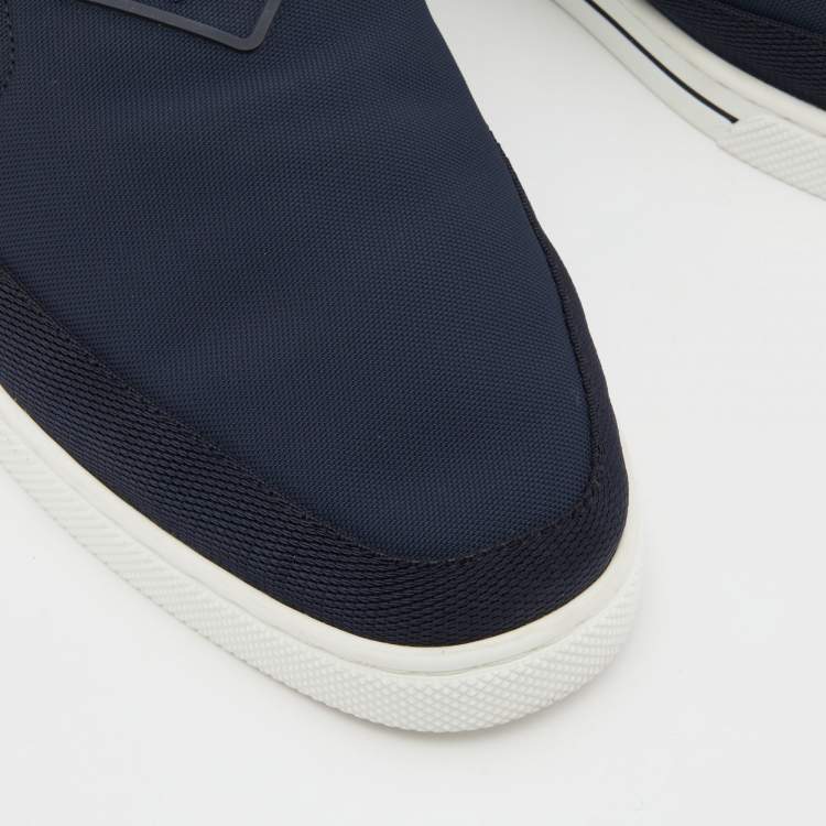 Pre Owned Prada Blue Nylon Sneakers Slip-On Sneakers Size 42