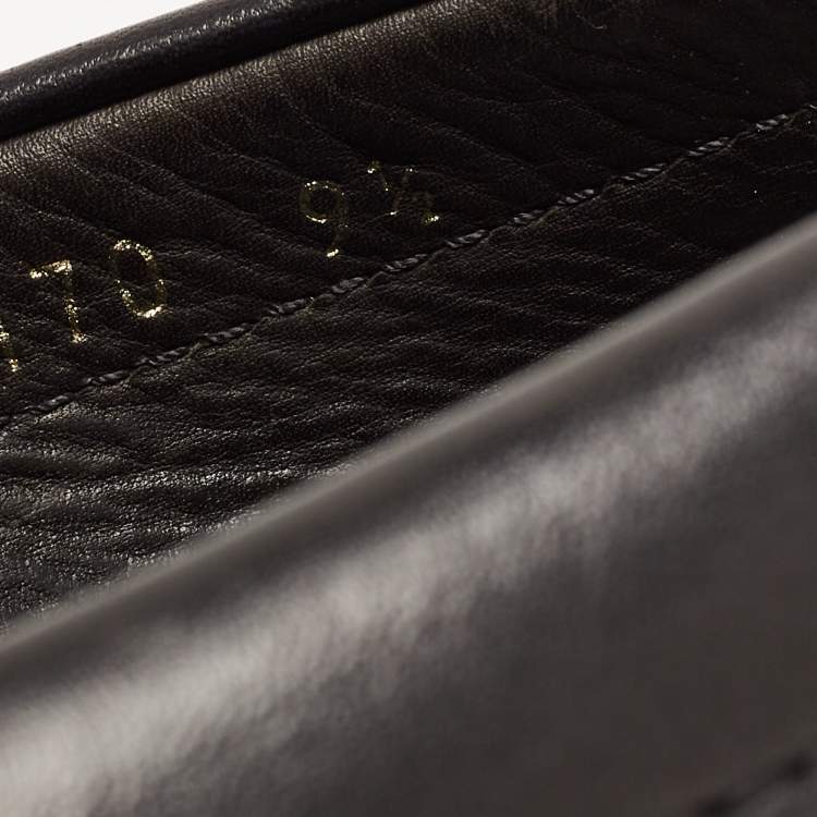 Pre Owned Prada Black Leather Slip On Loafers Size 43.5 