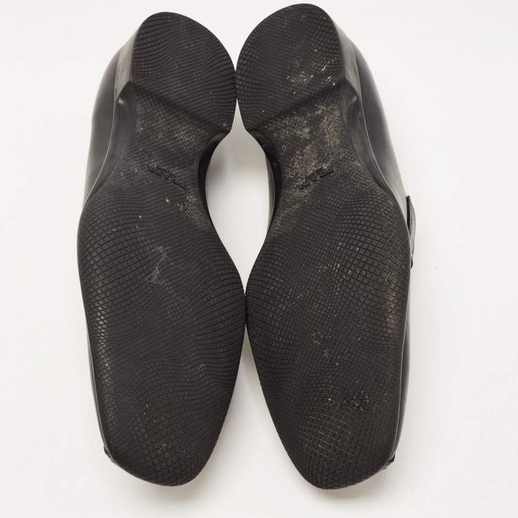 مملوكة مسبقًا Prada Black Leather Slip On Loafers Size 44