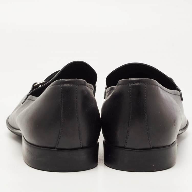 مملوكة مسبقًا Prada Black Leather Slip On Loafers Size 44