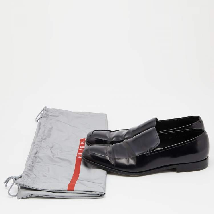 Pre Owned Prada Black Leather Slip on Loafers Size 40
