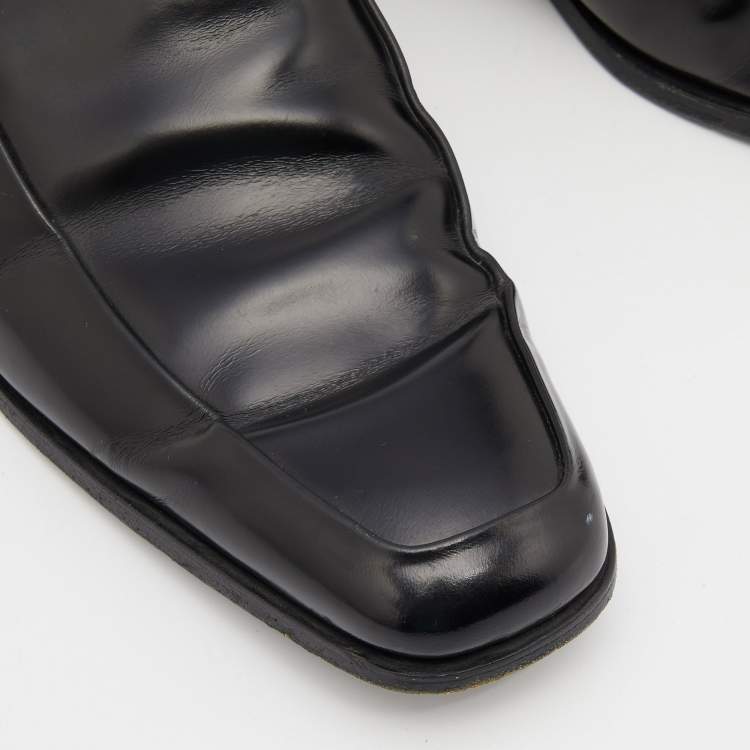 Pre Owned Prada Black Leather Slip on Loafers Size 40