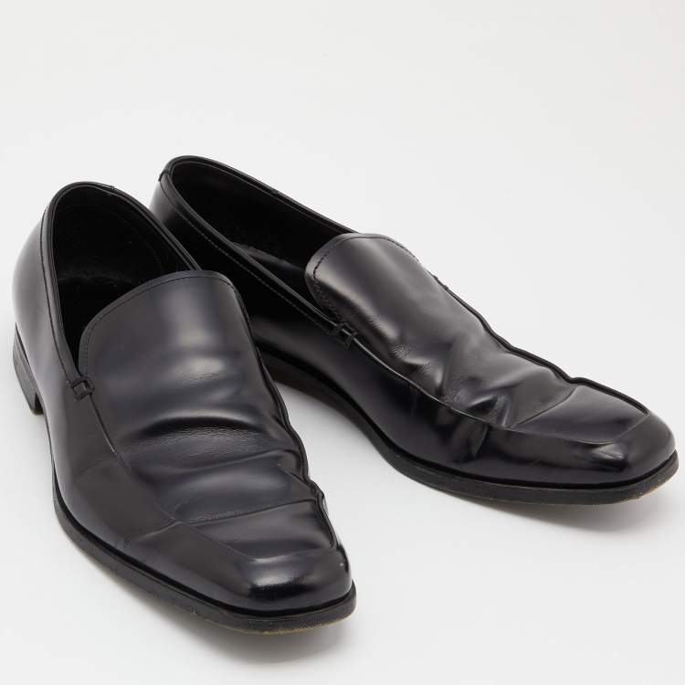 Pre Owned Prada Black Leather Slip on Loafers Size 40