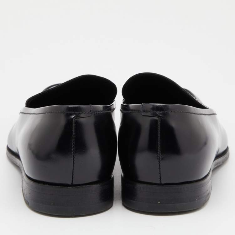 Pre Owned Prada Black Leather Slip on Loafers Size 40