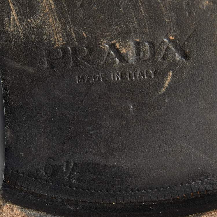 Pre Owned Prada Black Leather Slip on Loafers Size 40