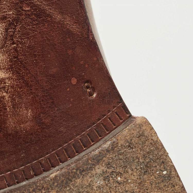 Pre Owned Prada Brown Leather Lace Up Derby Size 42