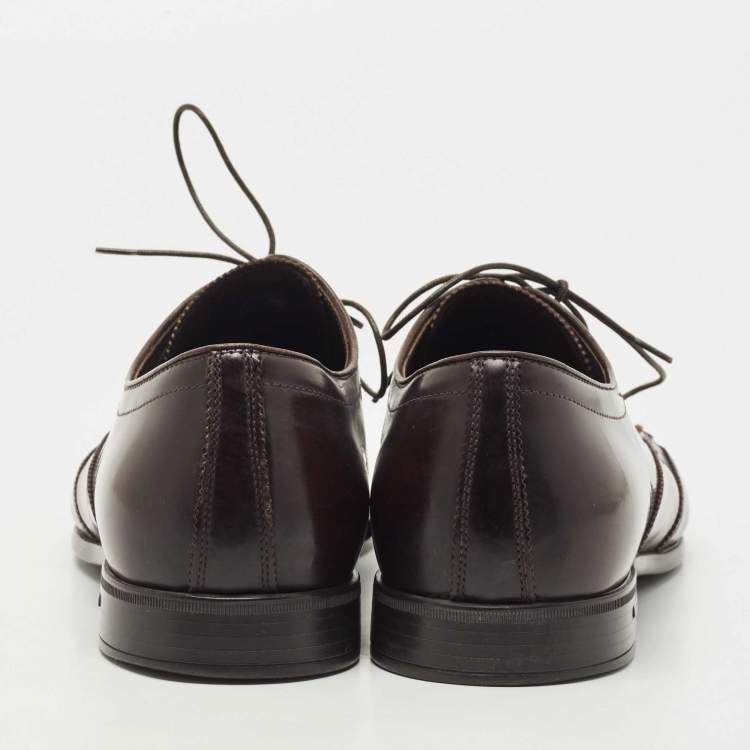 Pre Owned Prada Burgundy Leather Lace Up Derby Size 42