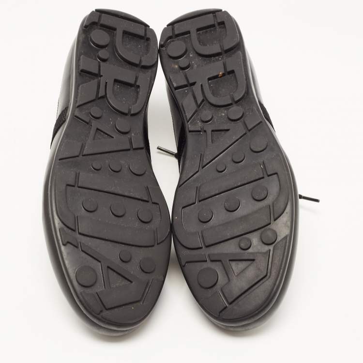 Pre Owned Prada Sports Black Leather and Fabric Low Top Sneakers Size 42