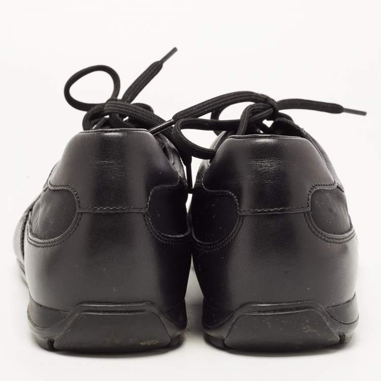 Pre Owned Prada Sports Black Leather and Fabric Low Top Sneakers Size 42