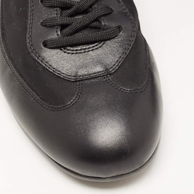 Pre Owned Prada Sports Black Leather and Fabric Low Top Sneakers Size 42