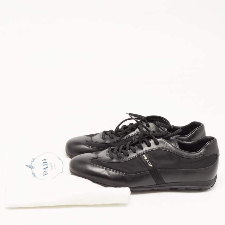 Pre Owned Prada Sports Black Leather and Fabric Low Top Sneakers Size 42