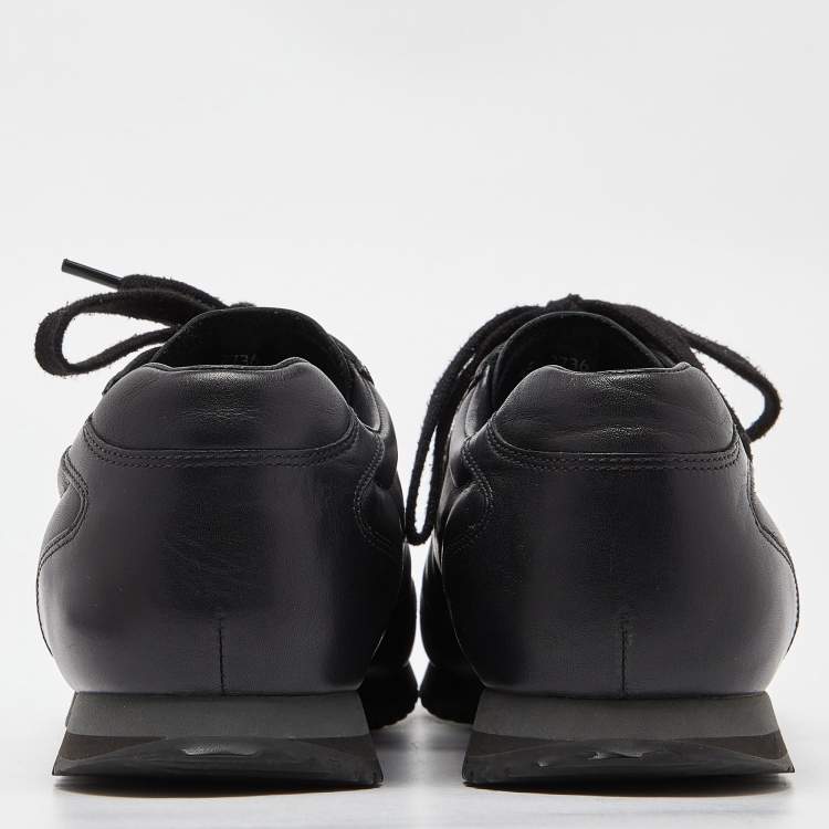 Pre Owned Prada Sport Black Leather Lace Up Low Top Sneakers Size 42