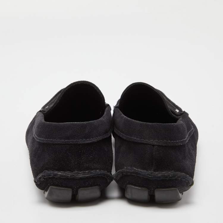 Pre Owned Prada Black Suede Penny Loafers Size 40.5
