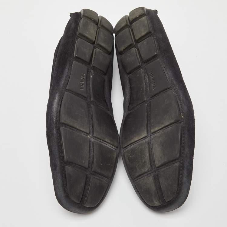 Pre Owned Prada Black Suede Penny Loafers Size 40.5