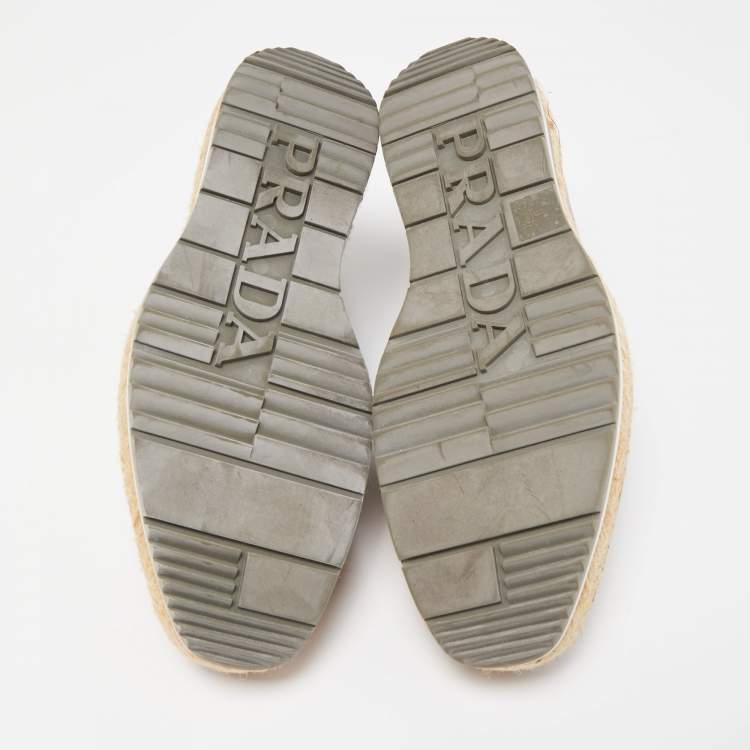 مملوكة مسبقًا Prada Brown Brogue Leather Derby Espadrille Sneakers Size 41