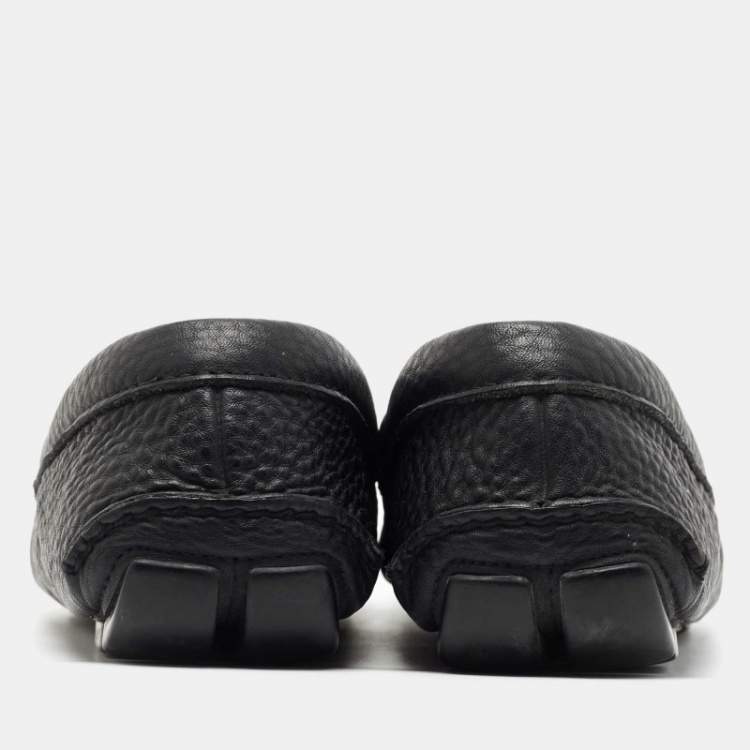 Pre Owned Prada Black Leather Slip On Loafers Size 41 