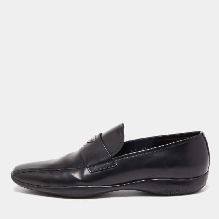 مملوكة مسبقًا Prada Black Leather Dress Loafers Size 46