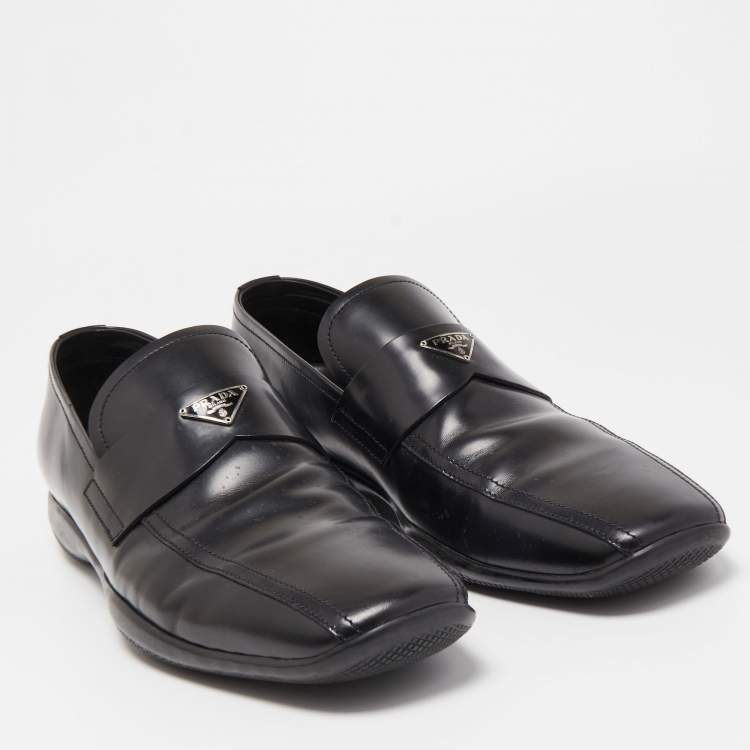 مملوكة مسبقًا Prada Black Leather Dress Loafers Size 46