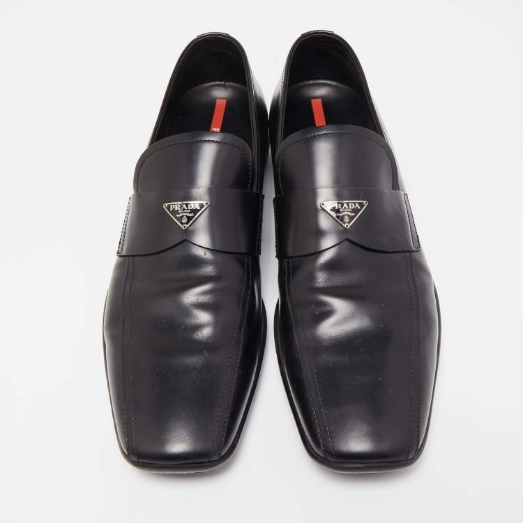 مملوكة مسبقًا Prada Black Leather Dress Loafers Size 46