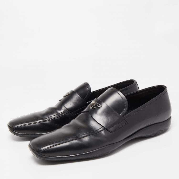 مملوكة مسبقًا Prada Black Leather Dress Loafers Size 46