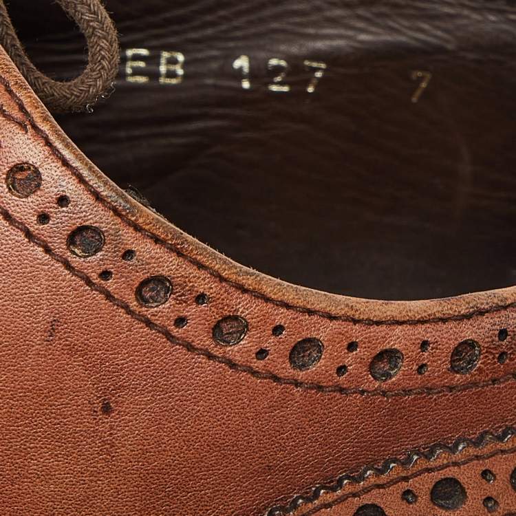 Pre Owned Prada Brown Leather Lace Up Oxfords Size 41