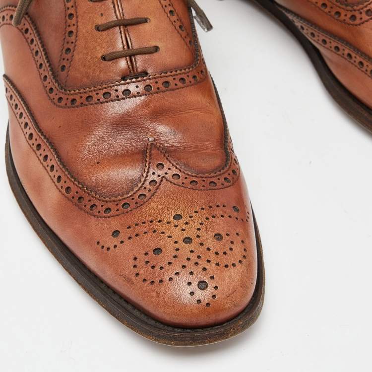 Pre Owned Prada Brown Leather Lace Up Oxfords Size 41