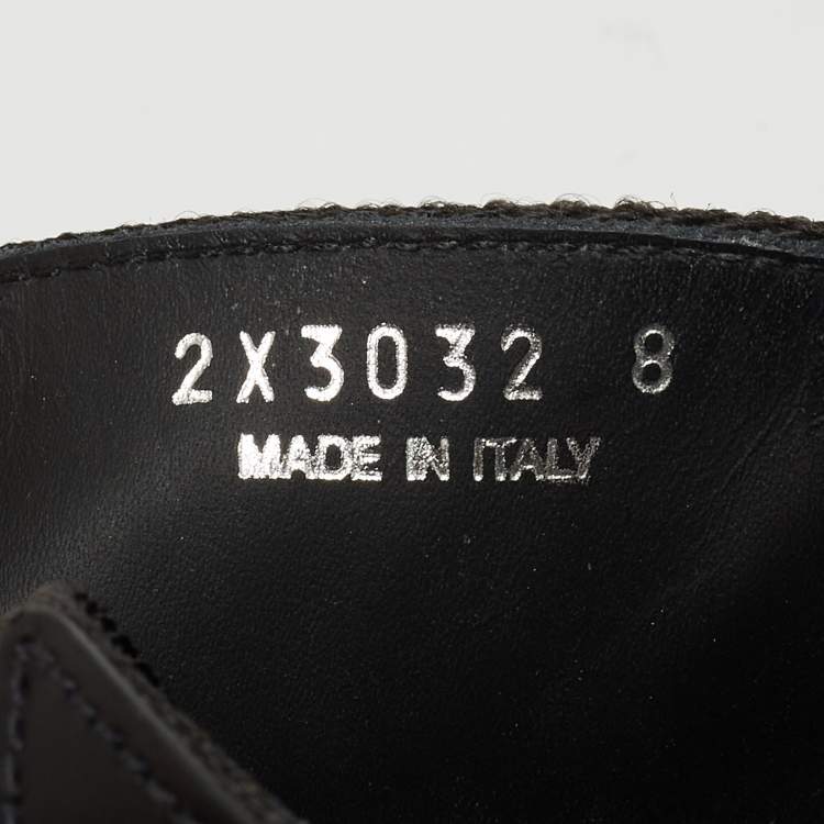 Pre Owned Prada Blue/Black Leather and Fabric Logo Tape Crisscross Slide Sandals Size 42
