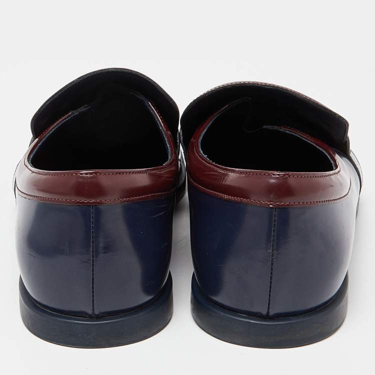 Pre Owned Prada Navy Blue Leather Square Toe Loafers Size 43.5