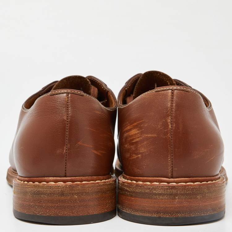 Pre Owned Prada Brown Leather Lace Up Derby Size 43.5 