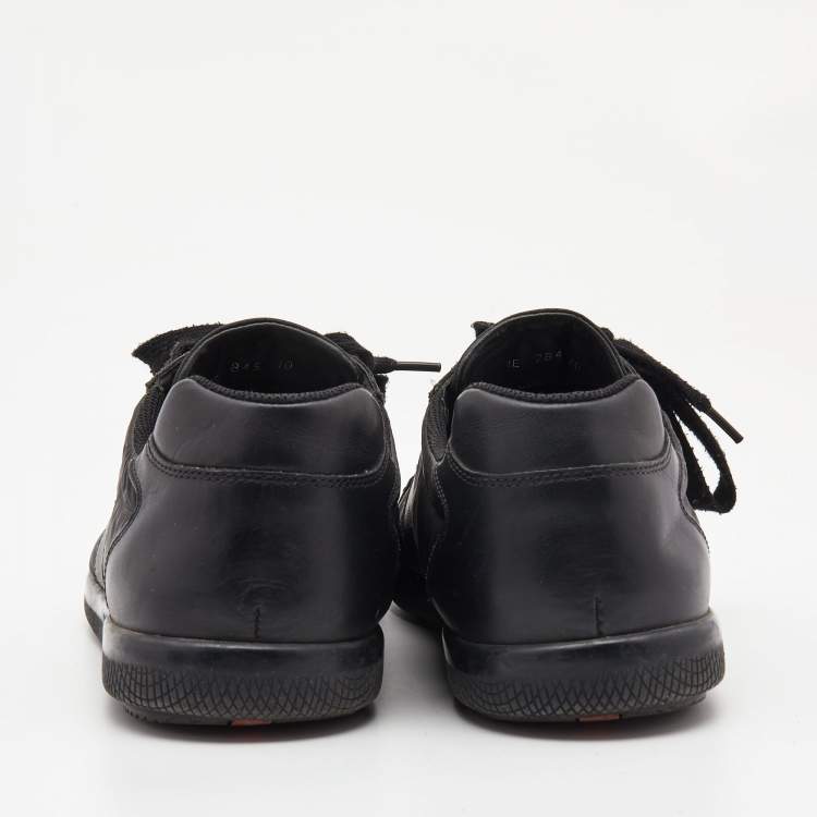 مملوكة مسبقًا Prada Black Leather and Nyon Low Top Sneakers Size 44