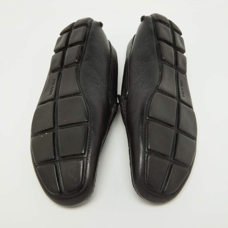 Pre Owned Prada Black Saffiano Leather Penny Loafers Size 40.5