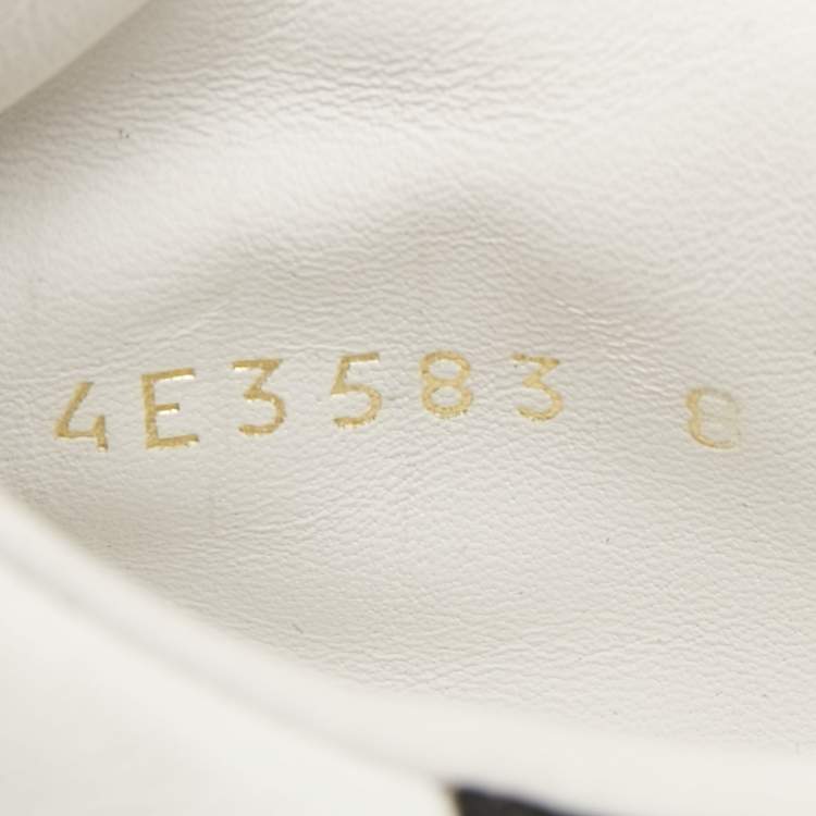 Pre Owned Prada White/Black Leather Macro Low Top Sneakers Size 42