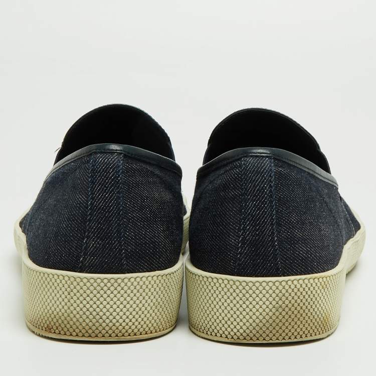 Pre Owned Prada Navy Blue Denim Slip On Sneakers Size 45