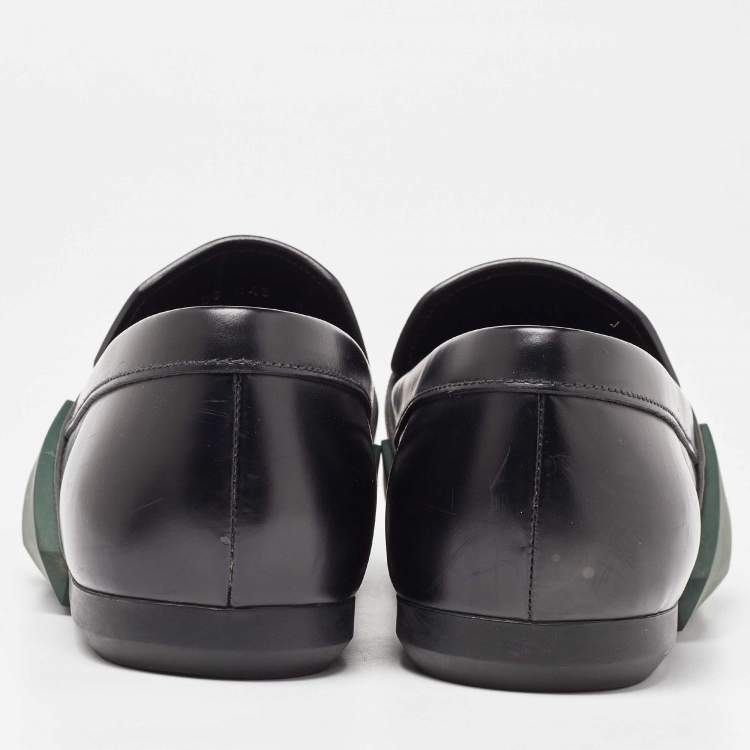 Pre Owned Prada Black Leather Slip On Loafers Size 42