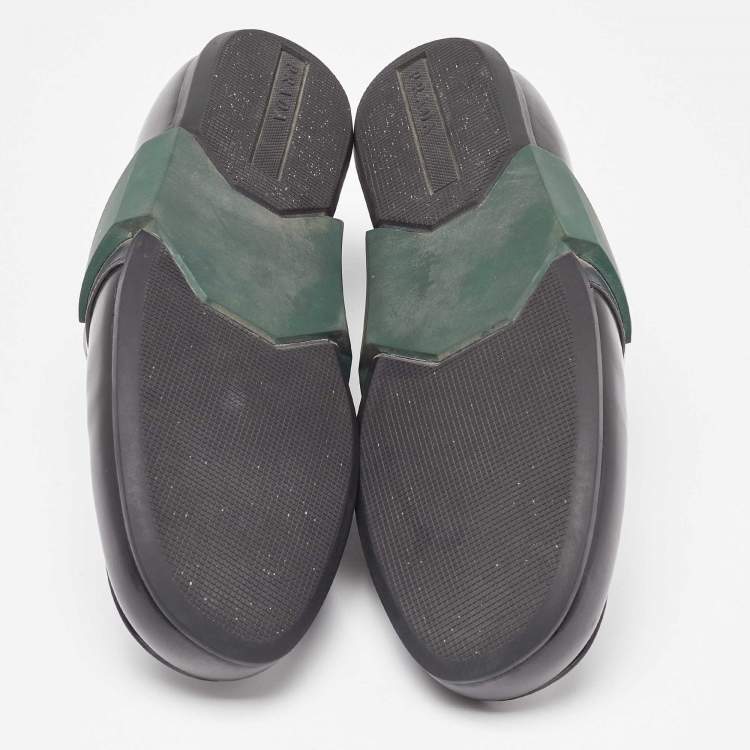 Pre Owned Prada Black Leather Slip On Loafers Size 42