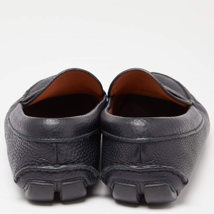 مملوكة مسبقًا Prada Navy Blue Leather Penny Loafers Size 40.5 